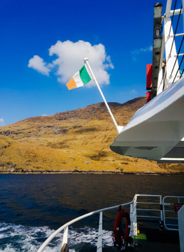 Irish flag flying proud on the Connemara Lady | Killary Fjord Boat Tours